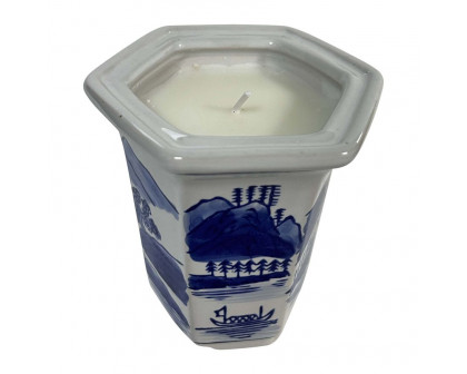 Sagebrook - 4" 5 Oz Chinoiserie Candle in Blue/White