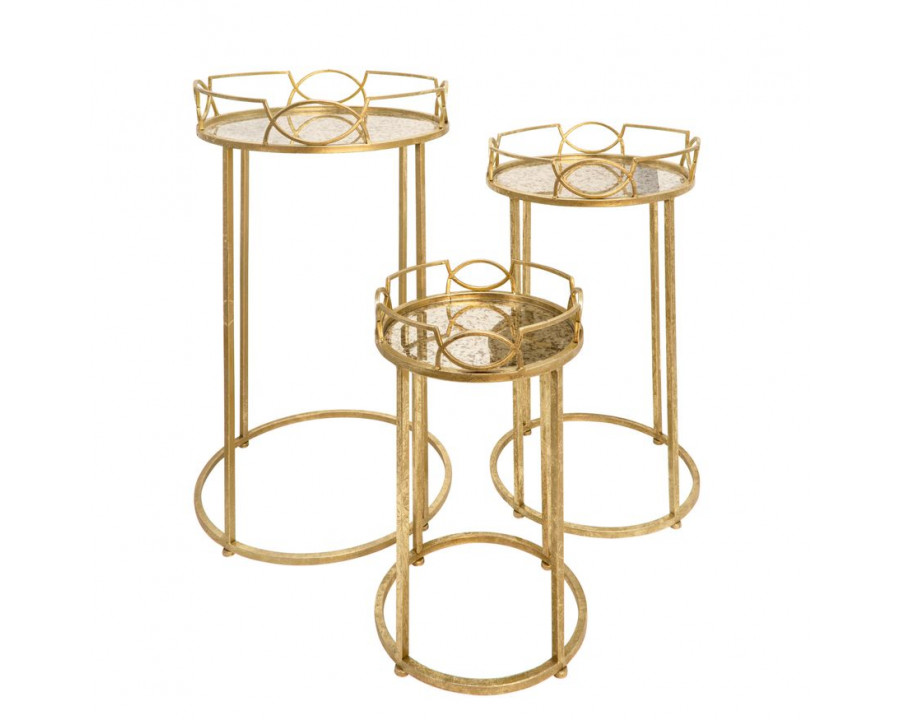 Sagebrook - Accent Table Set With Aged Mirror Top in Gold