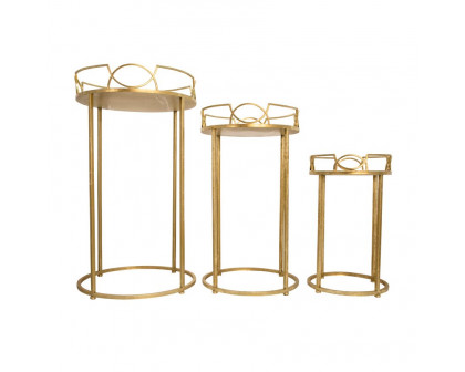 Sagebrook - Accent Table Set With Aged Mirror Top in Gold