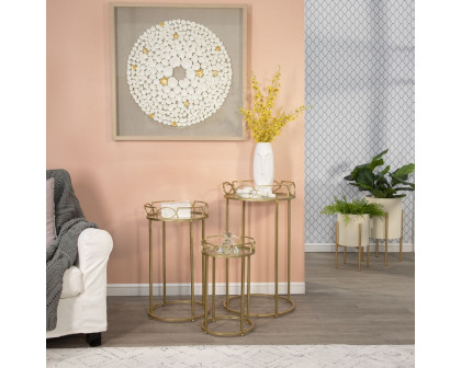 Sagebrook - Accent Table Set With Aged Mirror Top in Gold