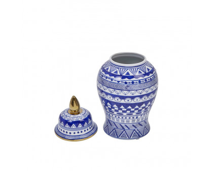 Sagebrook - 14" Temple Jar in White/Blue