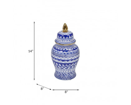 Sagebrook - 14" Temple Jar in White/Blue