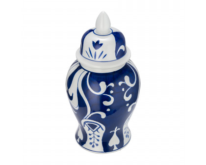 Sagebrook™ 14" Ceramic White/Blue Temple Jar - White