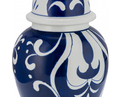 Sagebrook™ 14" Ceramic White/Blue Temple Jar - White