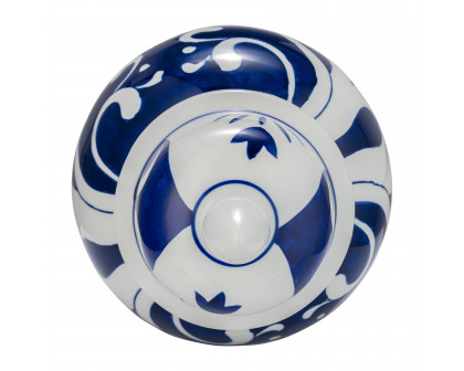 Sagebrook™ 14" Ceramic White/Blue Temple Jar - White