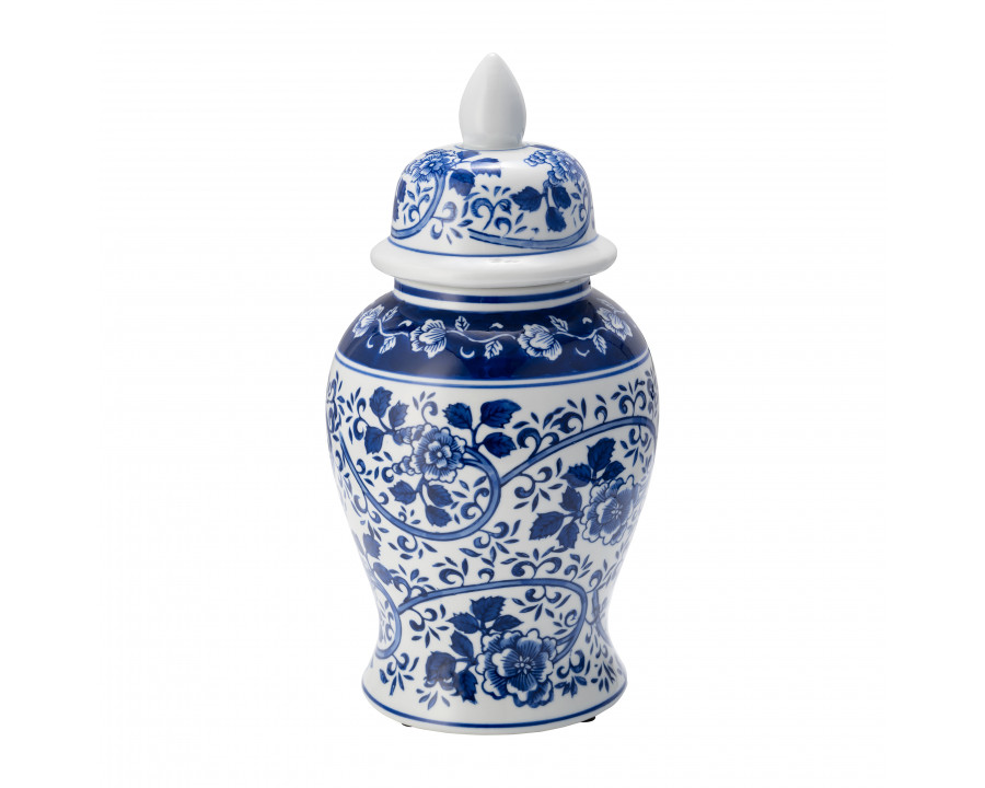 Sagebrook 14" Ceramic Blue/White Temple Jar - White