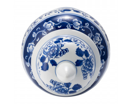 Sagebrook 14" Ceramic Blue/White Temple Jar - White