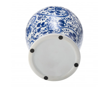 Sagebrook 14" Ceramic Blue/White Temple Jar - White