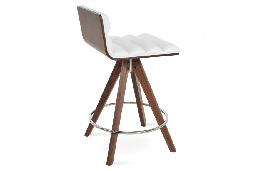 SohoConcept™ Corona Pyramid Swivel Comfort Stool Bar - Beech Walnut Base