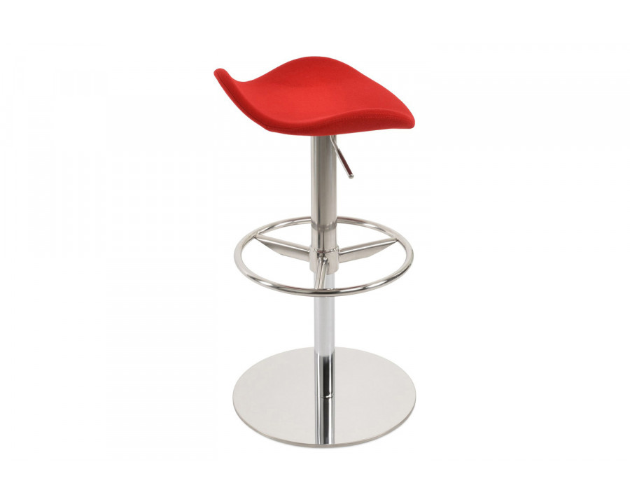 SohoConcept Falcon Piston Full Footrest Stool - Bright Stainless Steel Base