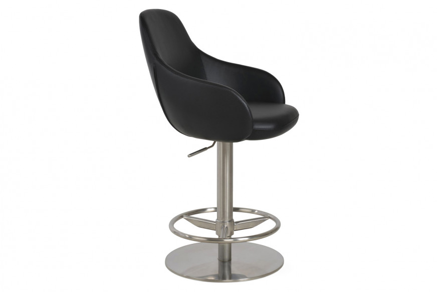 SohoConcept™ Gazel Arm Piston Full Footrest Stool - Polished Stainless Steel Base