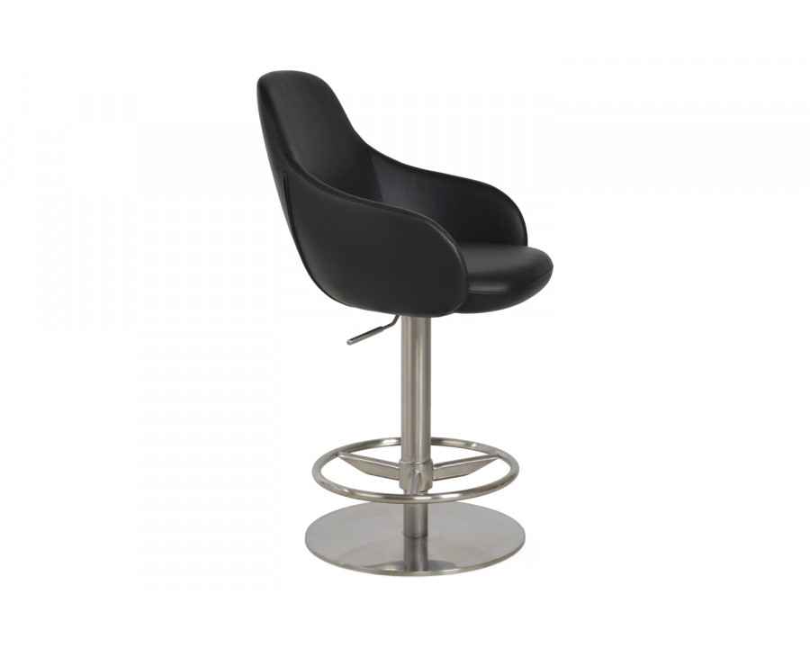 SohoConcept Gazel Arm Piston Full Footrest Stool - Bright Stainless Steel Base