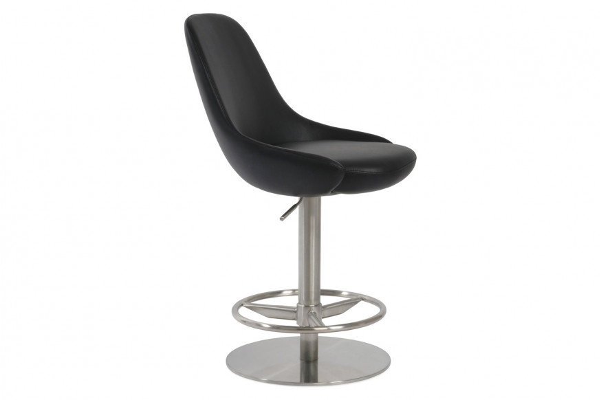 SohoConcept™ Gazel Piston Full Footrest Stool - Polished Stainless Steel Base