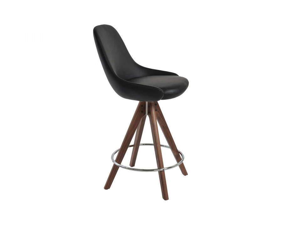 SohoConcept Gazel Pyramid Swivel Stool Bar - American Walnut Base