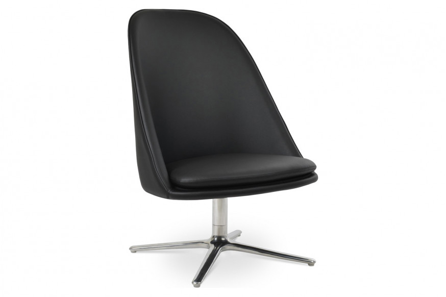 SohoConcept™ Avanos Lounge Oval Swivel Chair - Black Powder Base