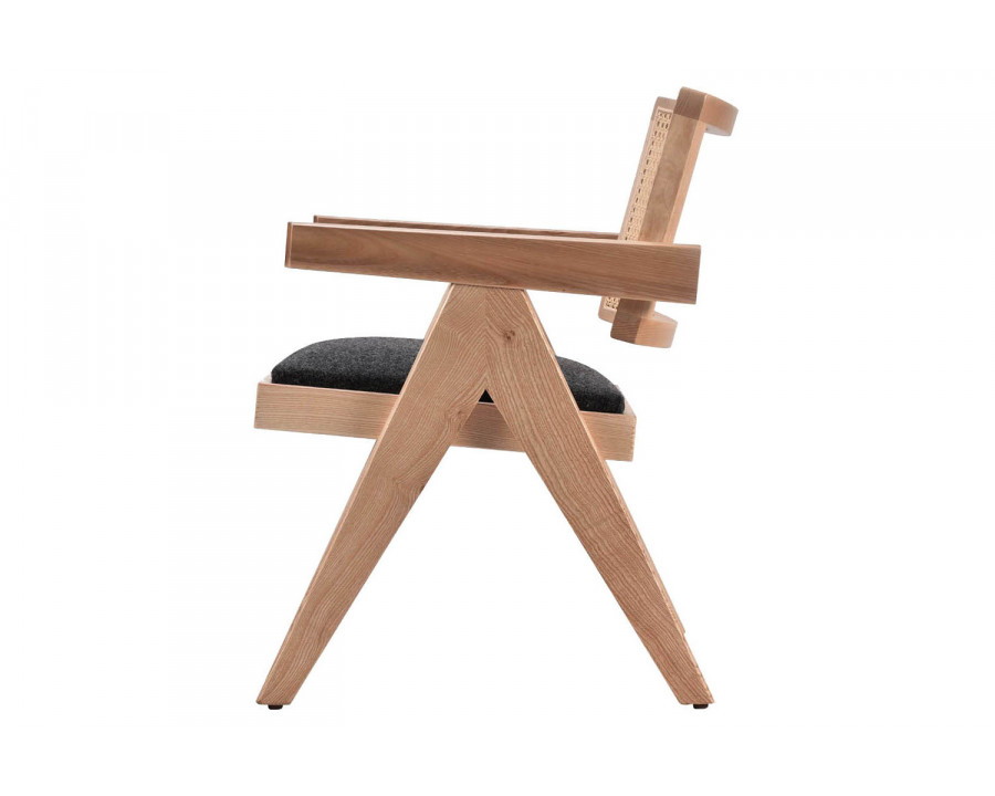 SohoConcept Pierre J Full Wicker Arm Lounge - Solid Ash Natural Base