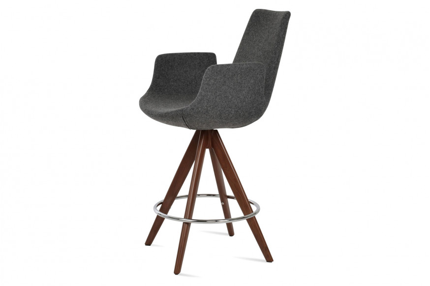 SohoConcept™ Eiffel Arm Pyramid MW Stool Counter - Natural Veneer Base