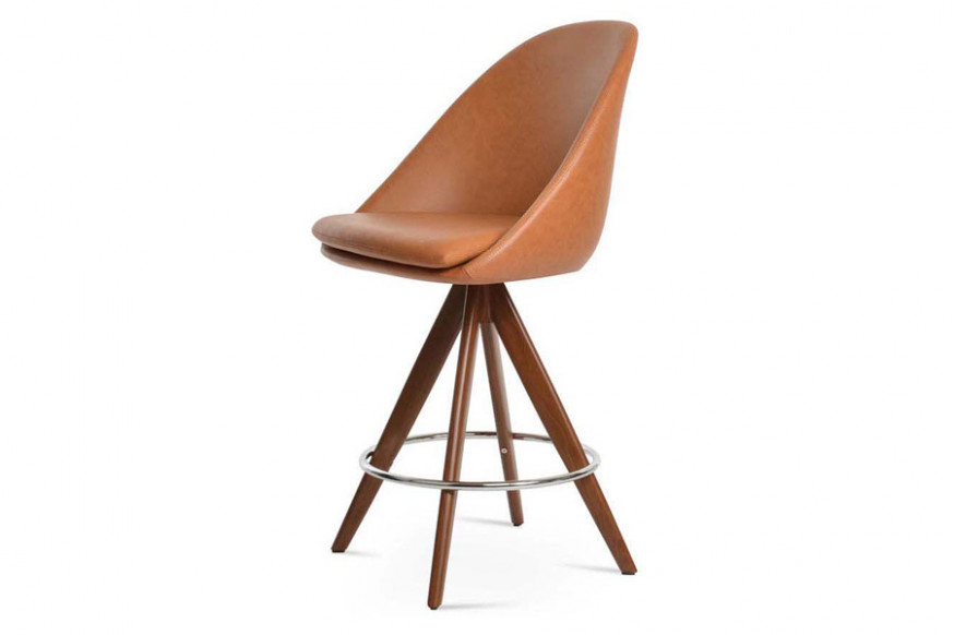 SohoConcept™ Avanos Pyramid MW Swivel Stool Counter - Walnut Venner Base