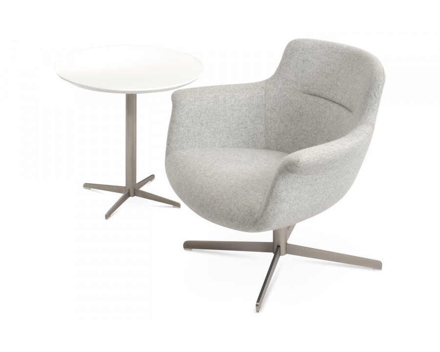 SohoConcept Bottega Lounge Chair 4 Star Swivel Base - Matt Brushed Nickel Base