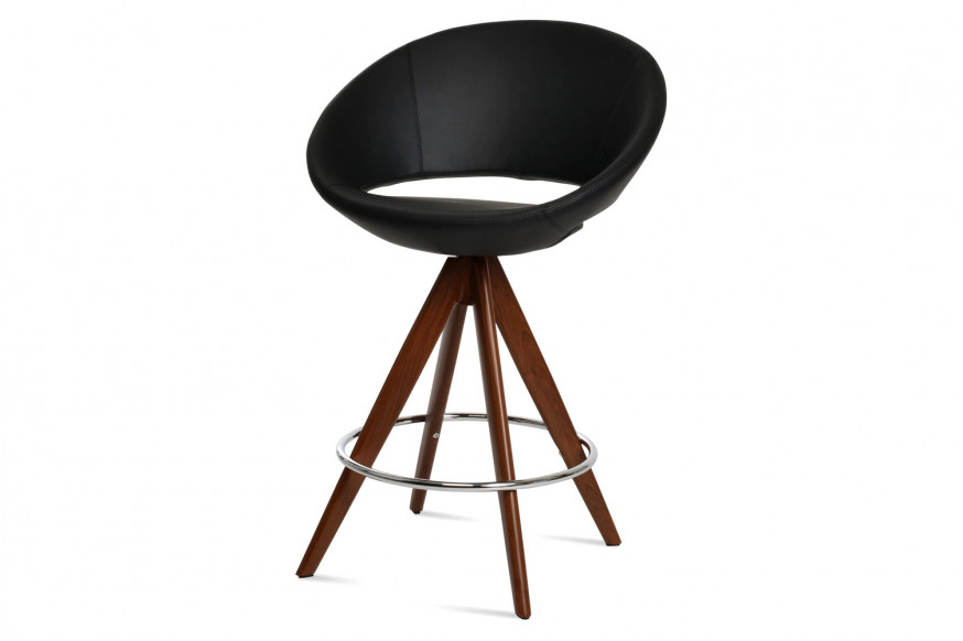 SohoConcept™ Crescent Pyramid MW Swivel Stool Counter - Walnut Venner Base