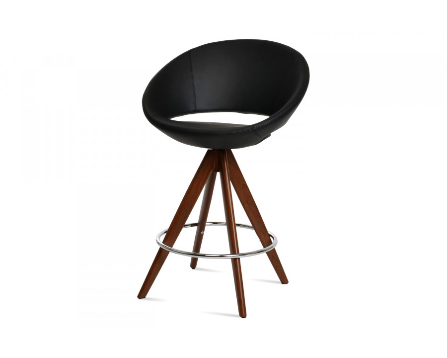 SohoConcept Crescent Pyramid MW Swivel Stool Counter - Black Powder Base