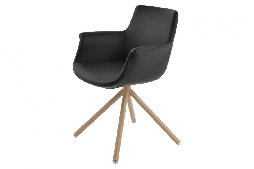 SohoConcept™ Bottega Stick Swivel Armchair - Natural Veneer Base