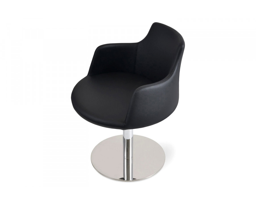 SohoConcept Dervish Round Swivel Armchair - Brushed Stainless Steel Base