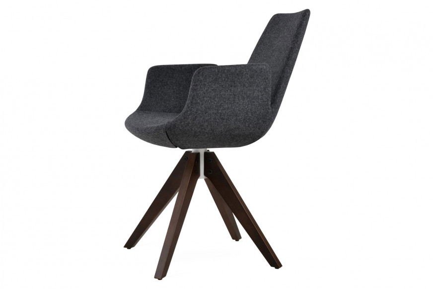 SohoConcept™ Eiffel Pyramid Swivel Dining Armchair - Beech Walnut Base