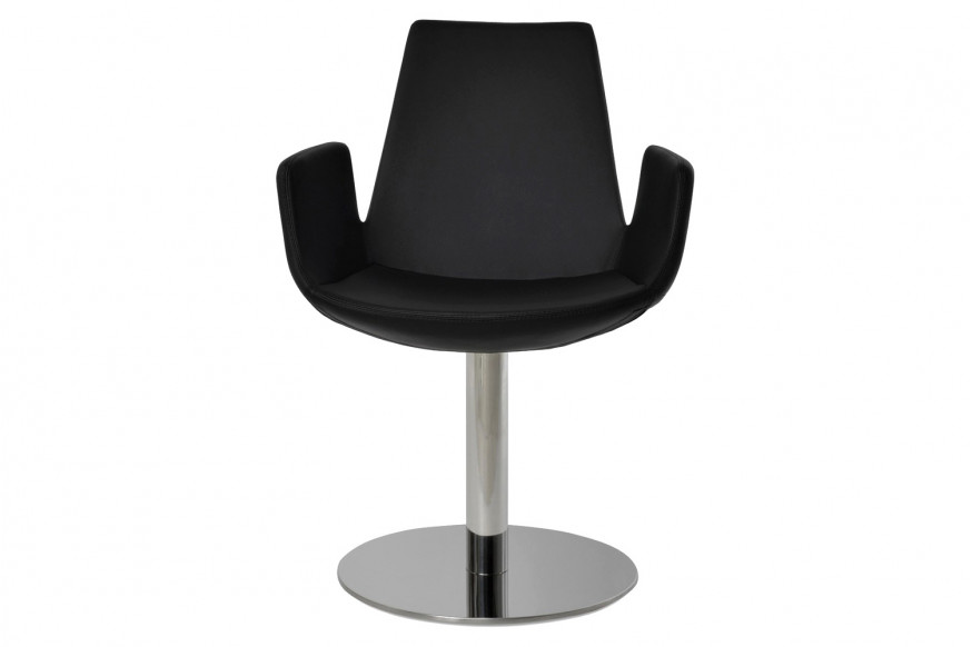 SohoConcept™ Eiffel Round Swivel Dining Armchair - Brushed Stainless Steel Base