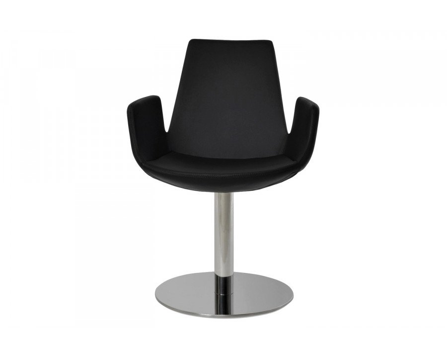 SohoConcept Eiffel Round Swivel Dining Armchair - Polished Stainless Steel Base