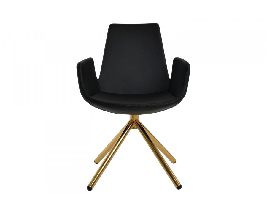 SohoConcept Eiffel Stick Swivel Armchair - Brass Base