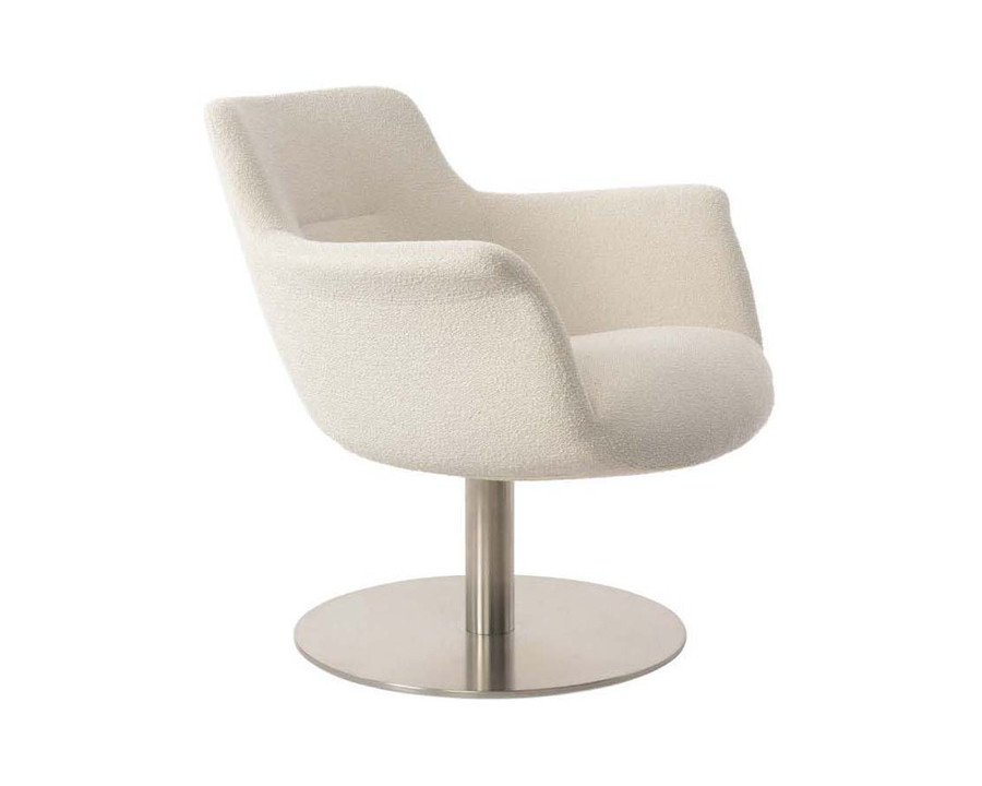 SohoConcept Bottega Lounge Chair Round Swivel Base - Brushed Stainless Steel Base