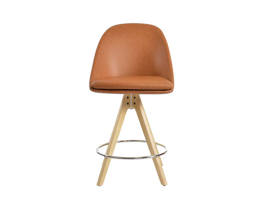 SohoConcept Avanos Pyramid Wood Swivel Stool Counter - American Natural Ash Base