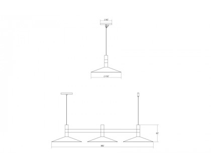 Sonneman Systema Staccato Linear Pendant - Painted Brass, 3 Light, Cone