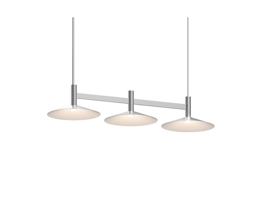 Sonneman Systema Staccato Linear Pendant - Bright Satin Aluminum, 3 Light, Cone