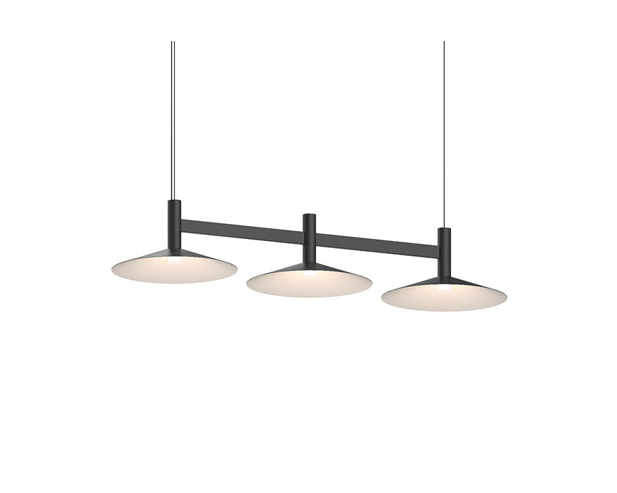 Sonneman Systema Staccato Linear Pendant - Satin Black, 3 Light, Cone