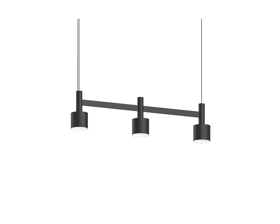 Sonneman Systema Staccato Linear Pendant - Satin Black, 3 Light, Drum