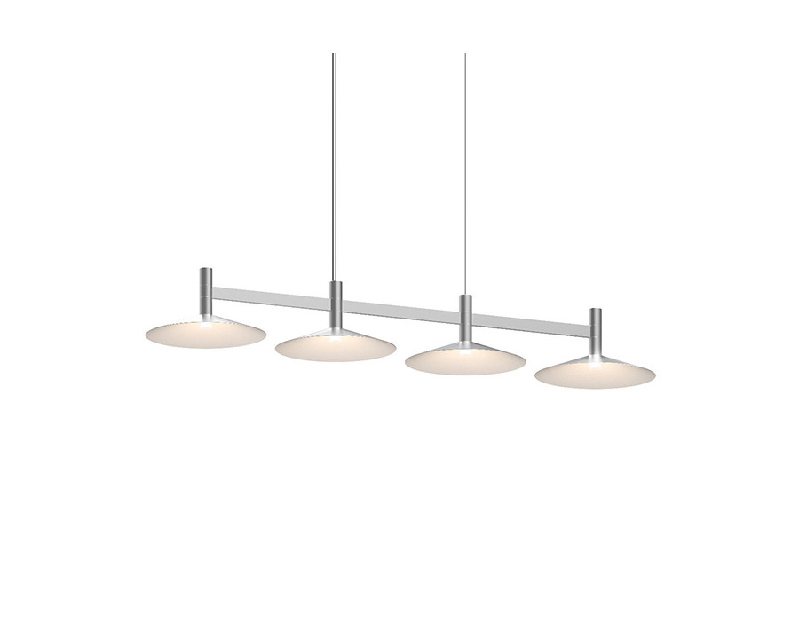 Sonneman Systema Staccato Linear Pendant - Bright Satin Aluminum, 4 Light, Cone