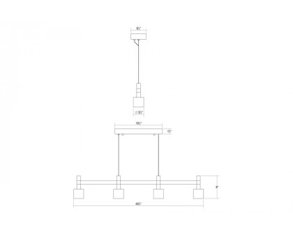 Sonneman Systema Staccato Linear Pendant - Bright Satin Aluminum, 4 Light, Drum