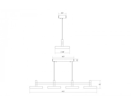 Sonneman Systema Staccato Linear Pendant - Bright Satin Aluminum, 4 Light, Pan