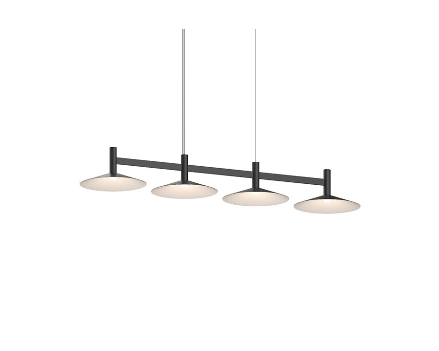 Sonneman Systema Staccato Linear Pendant - Satin Black, 4 Light, Cone