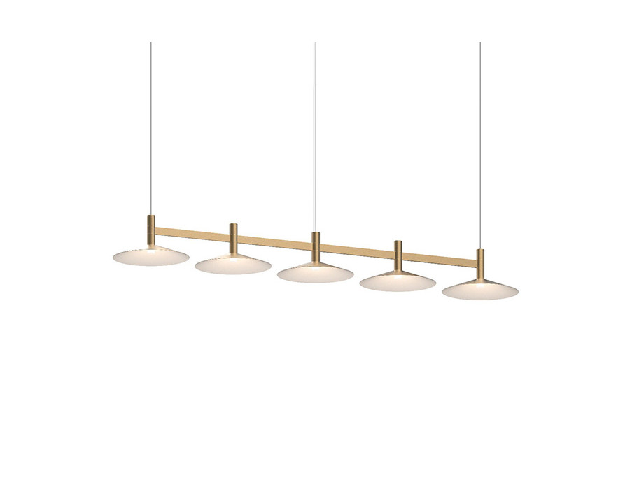 Sonneman Systema Staccato Linear Pendant - Painted Brass, 5 Light, Cone