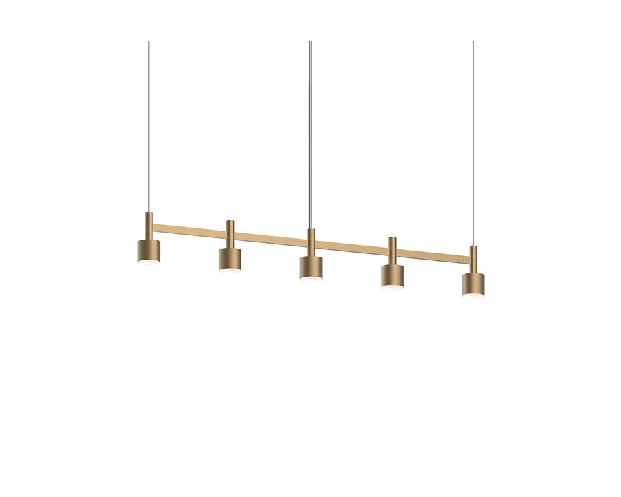 Sonneman Systema Staccato Linear Pendant - Painted Brass, 5 Light, Drum