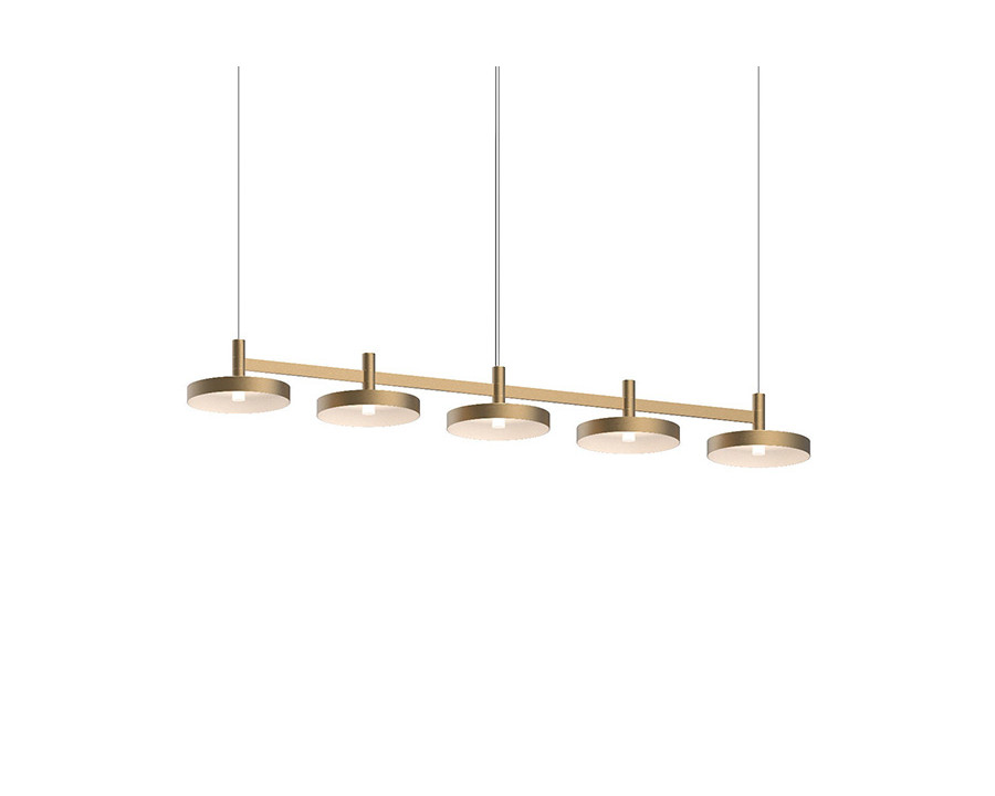 Sonneman Systema Staccato Linear Pendant - Painted Brass, 5 Light, Pan