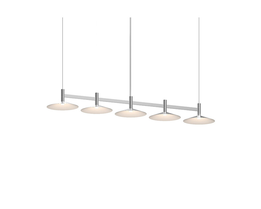 Sonneman Systema Staccato Linear Pendant - Bright Satin Aluminum, 5 Light, Cone