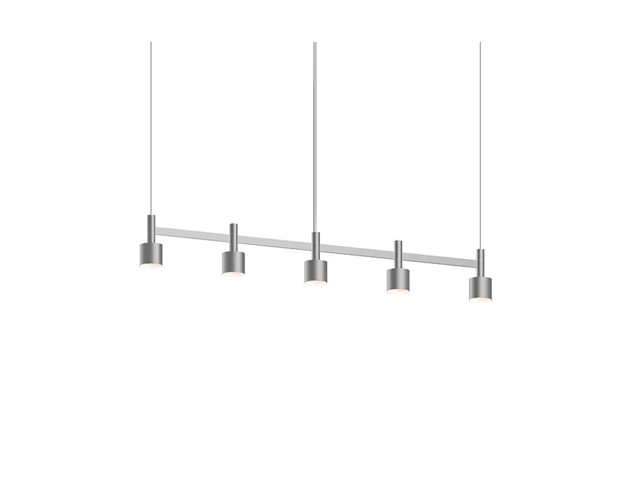 Sonneman Systema Staccato Linear Pendant - Bright Satin Aluminum, 5 Light, Drum