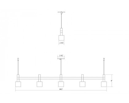 Sonneman Systema Staccato Linear Pendant - Bright Satin Aluminum, 5 Light, Drum