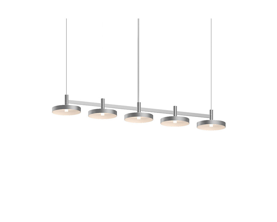 Sonneman Systema Staccato Linear Pendant - Bright Satin Aluminum, 5 Light, Pan