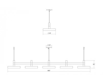 Sonneman Systema Staccato Linear Pendant - Bright Satin Aluminum, 5 Light, Pan