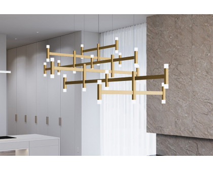 Sonneman Systema Staccato Offset Chandelier - Painted Brass, Standard